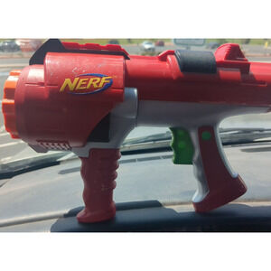 NERF Dart Tag Hyperfire Barrel Gun Blaster Red Rotating Shot Hasbro 2005